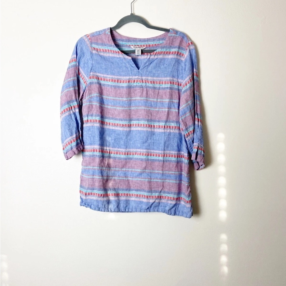 TOMMY BAHAMA • Women’s Linen Striped Lightweight Blouse Size Large